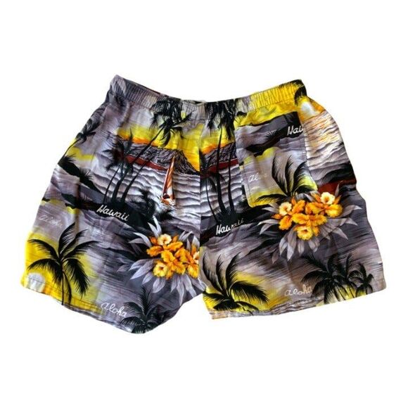Vintage Royal Creations Hawaiian Swim Trunks  Aloha Surf Tiki  Drawstring  Small - Picture 6 of 8